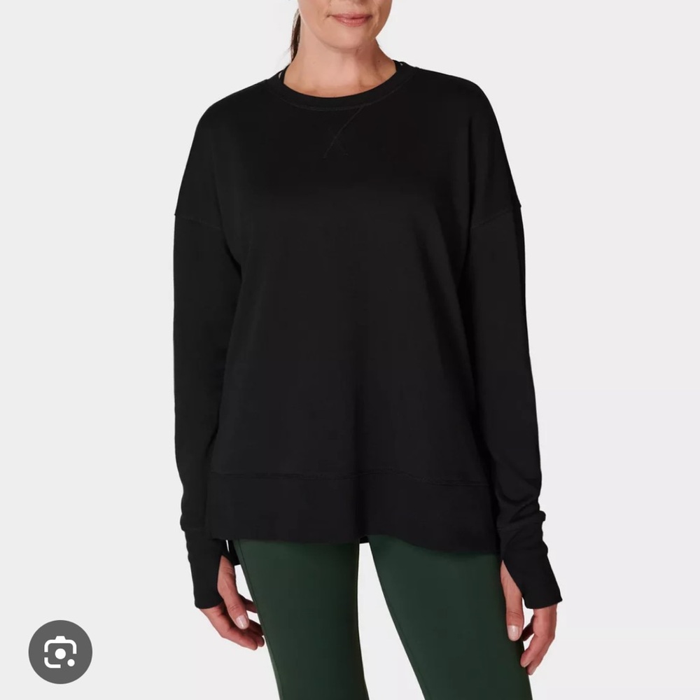 Sweaty Betty After Class Black Longline Long Sleeve Sweatshirt Sz S Thumbholes